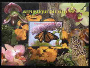 Mali 2010 Butterflies #04 with Orchids & Fungi in background perf s/sheet unmounted mint. Note this item is privately produced and is offered purely on its thematic appeal,