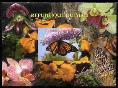 Mali 2010 Butterflies #04 with Orchids & Fungi in background imperf s/sheet unmounted mint. Note this item is privately produced and is offered purely on its thematic appeal,