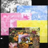 Mali 2010 Butterflies #04 with Orchids & Fungi in background s/sheet - the set of 5 imperf progressive proofs comprising the 4 individual colours plus all 4-colour composite, unmounted mint