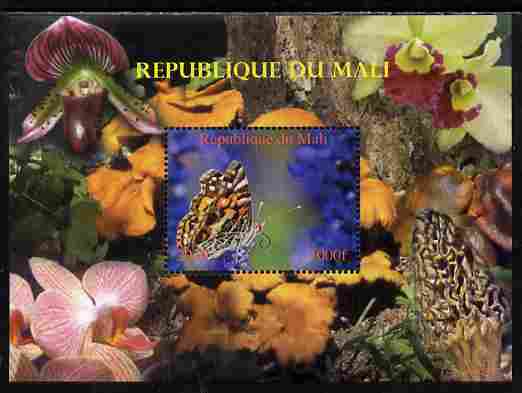 Mali 2010 Butterflies #05 with Orchids & Fungi in background perf s/sheet unmounted mint. Note this item is privately produced and is offered purely on its thematic appeal,