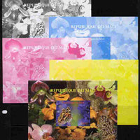 Mali 2010 Butterflies #05 with Orchids & Fungi in background s/sheet - the set of 5 imperf progressive proofs comprising the 4 individual colours plus all 4-colour composite, unmounted mint