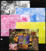 Mali 2010 Butterflies #05 with Orchids & Fungi in background s/sheet - the set of 5 imperf progressive proofs comprising the 4 individual colours plus all 4-colour composite, unmounted mint