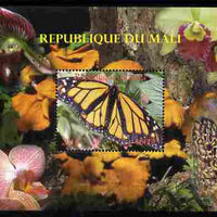 Mali 2010 Butterflies #06 with Orchids & Fungi in background perf s/sheet unmounted mint. Note this item is privately produced and is offered purely on its thematic appeal,