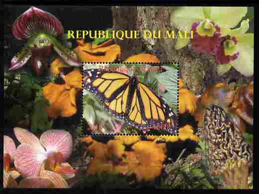 Mali 2010 Butterflies #06 with Orchids & Fungi in background perf s/sheet unmounted mint. Note this item is privately produced and is offered purely on its thematic appeal,