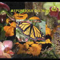 Mali 2010 Butterflies #06 with Orchids & Fungi in background imperf s/sheet unmounted mint. Note this item is privately produced and is offered purely on its thematic appeal,