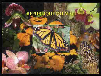 Mali 2010 Butterflies #06 with Orchids & Fungi in background imperf s/sheet unmounted mint. Note this item is privately produced and is offered purely on its thematic appeal,