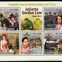 St Thomas & Prince Islands 2010 Juliette Gordon Low (Girl Scouts of America) perf sheetlet containing 5 values unmounted mint