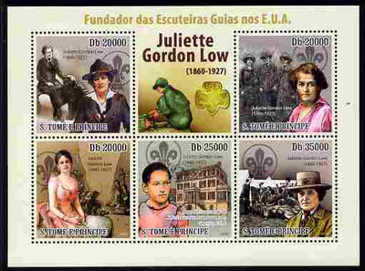 St Thomas & Prince Islands 2010 Juliette Gordon Low (Girl Scouts of America) perf sheetlet containing 5 values unmounted mint