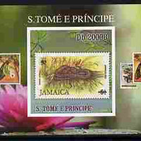 St Thomas & Prince Islands 2010 Stamp On Stamp - WWF Boa Snake (Jamaica) individual imperf deluxe sheet unmounted mint. Note this item is privately produced and is offered purely on its thematic appeal