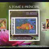 St Thomas & Prince Islands 2010 Stamp On Stamp - WWF Anenome Fish (Maldive Islands) individual imperf deluxe sheet unmounted mint. Note this item is privately produced and is offered purely on its thematic appeal