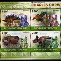 Togo 2010 Tribute to Charles Darwin perf sheetlet containing 4 values unmounted mint