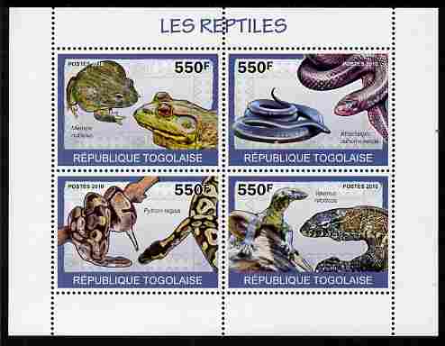 Togo 2010 Reptiles perf sheetlet containing 4 values unmounted mint