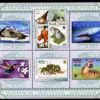 Guinea - Bissau 2010 WWF - Stamp On Stamp - Fauna perf sheetlet containing 5 values unmounted mint