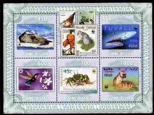 Guinea - Bissau 2010 WWF - Stamp On Stamp - Fauna perf sheetlet containing 5 values unmounted mint