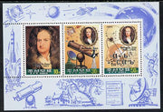 North Korea 1993 Sir Isaac Newton sheetlet #2 containing 10ch, 30ch & 50ch values unmounted mint