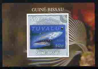 Guinea - Bissau 2010 WWF - Stamp On Stamp #2 - Tiger Shark (Tuvalu) individual imperf deluxe sheet unmounted mint. Note this item is privately produced and is offered purely on its thematic appeal