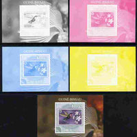 Guinea - Bissau 2010 WWF - Stamp On Stamp #3 - Humming Bird (Grenada Genadines) individual deluxe sheet - the set of 5 imperf progressive proofs comprising the 4 individual colours plus all 4-colour composite, unmounted mint