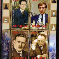 Rwanda 2010 Chess Masters #2 perf sheetlet containing 4 values fine cto used