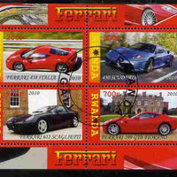 Rwanda 2010 Ferrari Cars perf sheetlet containing 4 values fine cto used