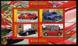 Rwanda 2010 Ferrari Cars perf sheetlet containing 4 values unmounted mint