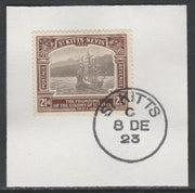 St Kitts-Nevis 1923 KG5 Tercentenary 2.5d SG 52 on piece with full strike of Madame Joseph forged postmark type 347