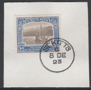 St Kitts-Nevis 1923 KG5 Tercentenary 3d SG 53 on piece with full strike of Madame Joseph forged postmark type 347