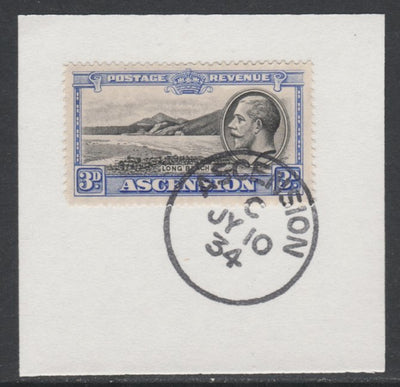 Ascension 1934 KG5 Pictorial 3d Long Beach SG 25 on piece with full strike of Madame Joseph forged postmark type 21