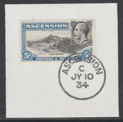 Ascension 1934 KG5 Pictorial 5d Three Sisters SG 26 on piece with full strike of Madame Joseph forged postmark type 21