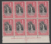 St Lucia 1936 KG5 Pictorial 1.5d black & scarlet De La Rue imprint block of 8 unmounted mint, SG 115