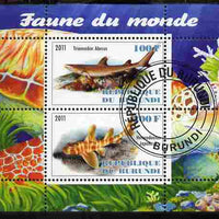 Burundi 2011 Fauna of the World - Sharks #1 perf sheetlet containing 2 values fine cto used