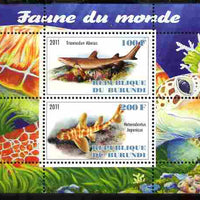 Burundi 2011 Fauna of the World - Sharks #1 perf sheetlet containing 2 values unmounted mint