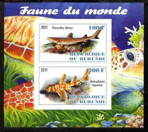 Burundi 2011 Fauna of the World - Sharks #1 imperf sheetlet containing 2 values unmounted mint