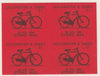 Cinderella - Great Britain 1988 Colchester & Essex £1 Strike Mail label black on red showing Bicycle and dated 28 Nov 1988 imperf proof block of 4 on ungummed paper