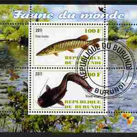 Burundi 2011 Fauna of the World - Fish #2 (Pike & Catfish) perf sheetlet containing 2 values fine cto used