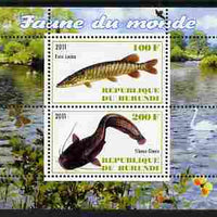 Burundi 2011 Fauna of the World - Fish #2 (Pike & Catfish) perf sheetlet containing 2 values unmounted mint