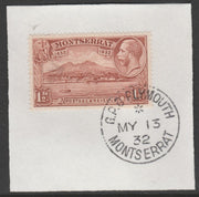 Montserrat 1932 KG5 Pictorial 1.5d red-brown (SG 86) on piece with full strike of Madame Joseph forged postmark type 258