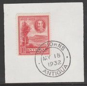 Antigua 1932 KG5 Tercentenary 1d scarlet SG 82 on piece with full strike of Madame Joseph forged postmark type 14