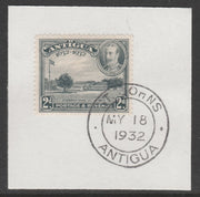 Antigua 1932 KG5 Tercentenary 2d grey SG 84 on piece with full strike of Madame Joseph forged postmark type 14