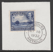 Antigua 1932 KG5 Tercentenary 2.5d deep blue SG 85 on piece with full strike of Madame Joseph forged postmark type 14