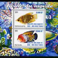 Burundi 2011 Fauna of the World - Fish #1 (Gourami & Vieja) perf sheetlet containing 2 values unmounted mint