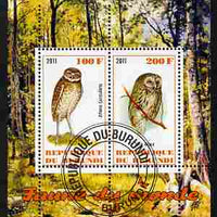 Burundi 2011 Fauna of the World - Owls perf sheetlet containing 2 values fine cto used