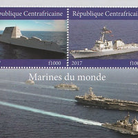 Central African Republic 2017 Ships of the World #1 perf sheetlet containing 2 values unmounted mint