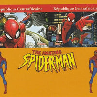 Central African Republic 2017 Spiderman imperf sheetlet containing 2 values unmounted mint. Note this item is privately produced and is offered purely on its thematic appeal