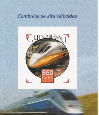 Guinea-Bissau 2015 High Speed Trains #1 imperf deluxe sheet unmounted mint. Note this item is privately produced and is offered purely on its thematic appeal