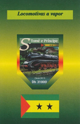 St Thomas & Prince Islands 2015 Steam Trains #4 imperf deluxe sheet unmounted mint. Note this item is privately produced and is offered purely on its thematic appeal