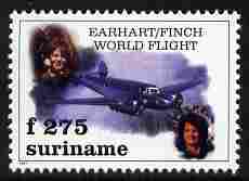 Surinam 1997 Linda Finch's Reconstruction of Amelia Earhart's Last Flight 275g unmounted mint SG 1719