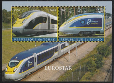 Chad 2018 Eurostar perf sheetlet containing 2 values unmounted mint. Note this item is privately produced and is offered purely on its thematic appeal. .