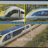 Chad 2018 Eurostar imperf sheetlet containing 2 values unmounted mint. Note this item is privately produced and is offered purely on its thematic appeal. .