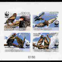 Guinea - Bissau 2011 WWF - Bateleur Eagle imperf deluxe sheetlet containing 4 values on thin card