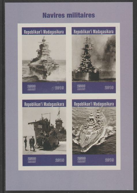 Madagascar 2019 Naval Ships imperf sheet containing 4 values unmounted mint.